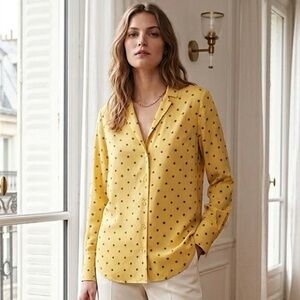 Equipment Yellow Polka Dot Button-Down Shirt small